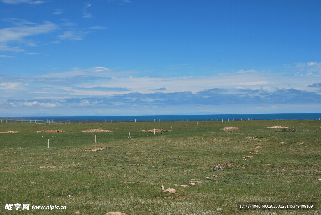 广袤草原与蓝天美景