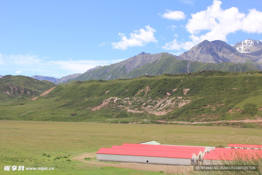 草原上的红顶建筑