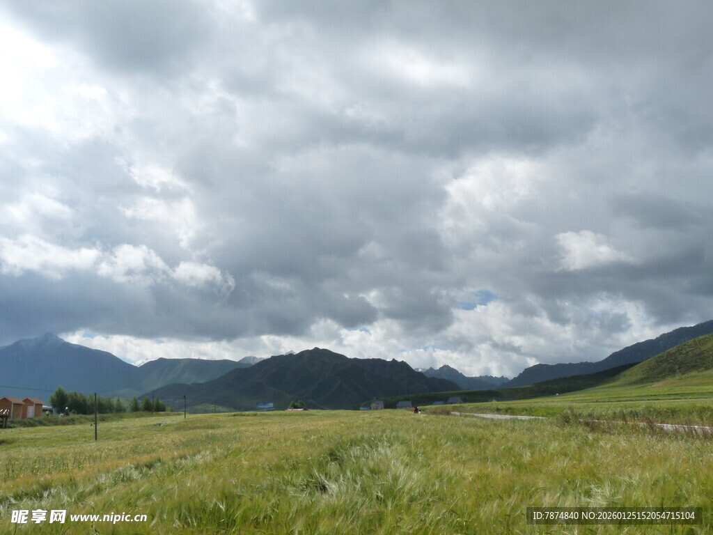 草原上的多云天空景色