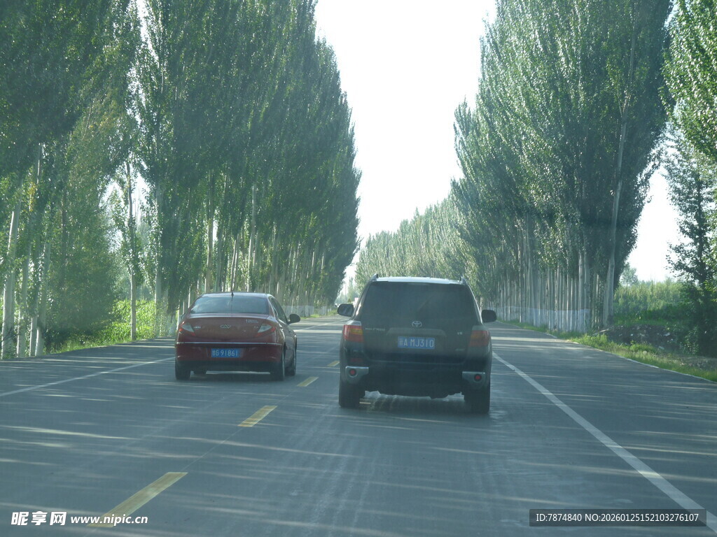 公路上行驶的两辆汽车