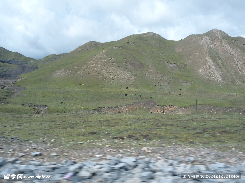 山间草地与碎石景观