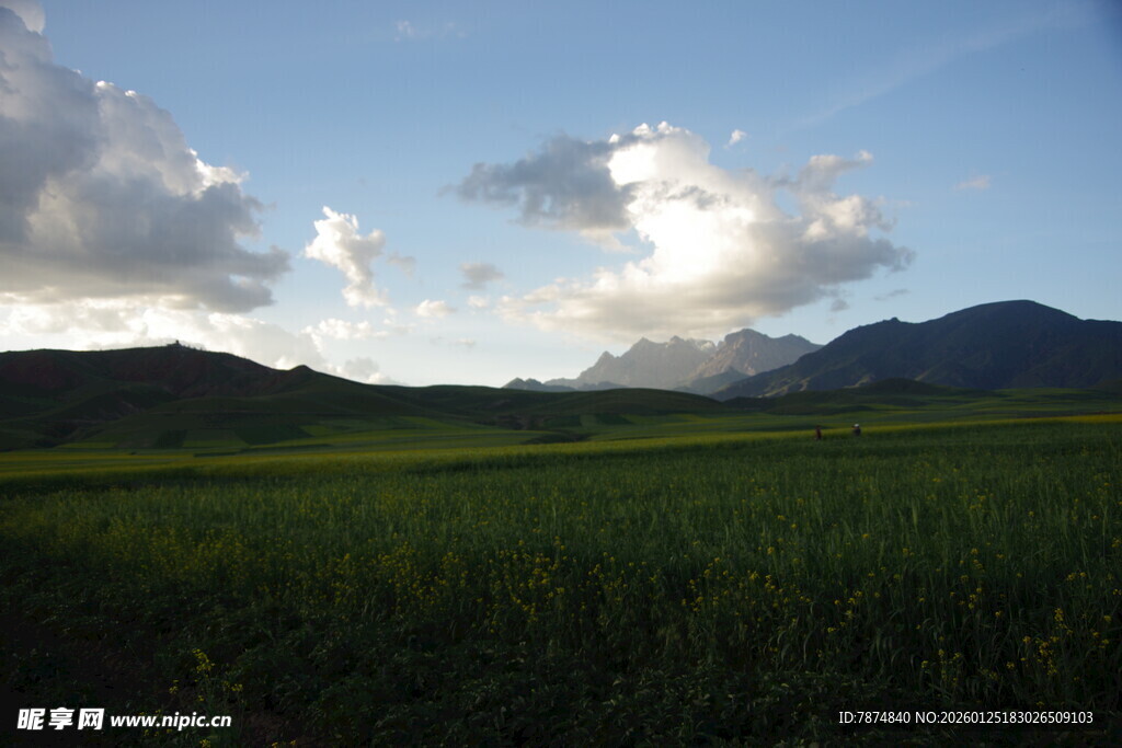 田野风光 远山与蓝天
