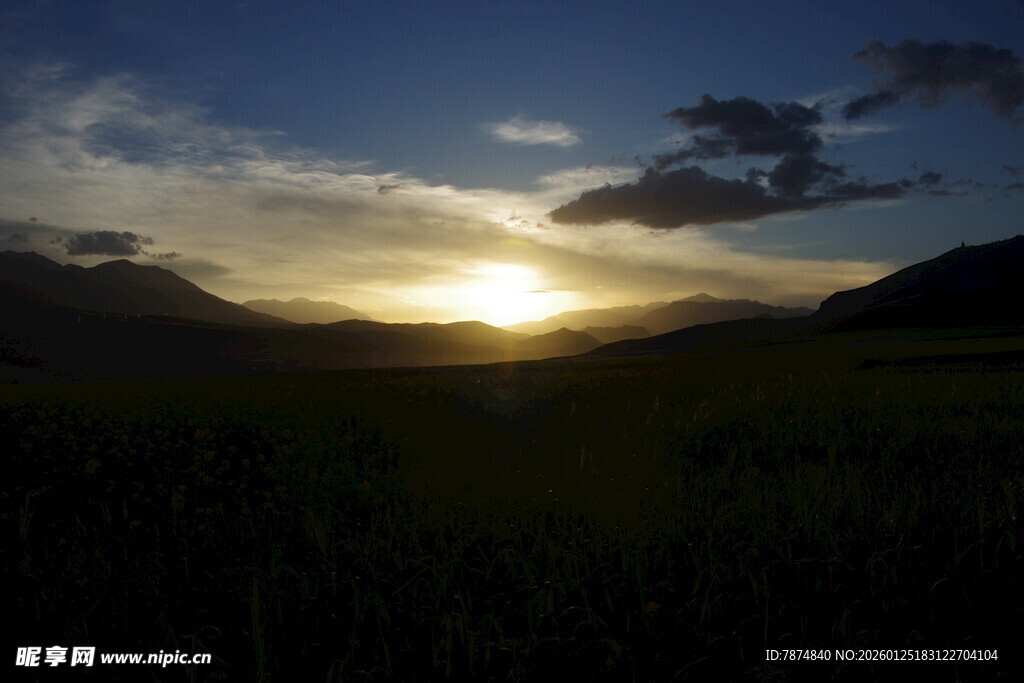 日落时分的田野美景