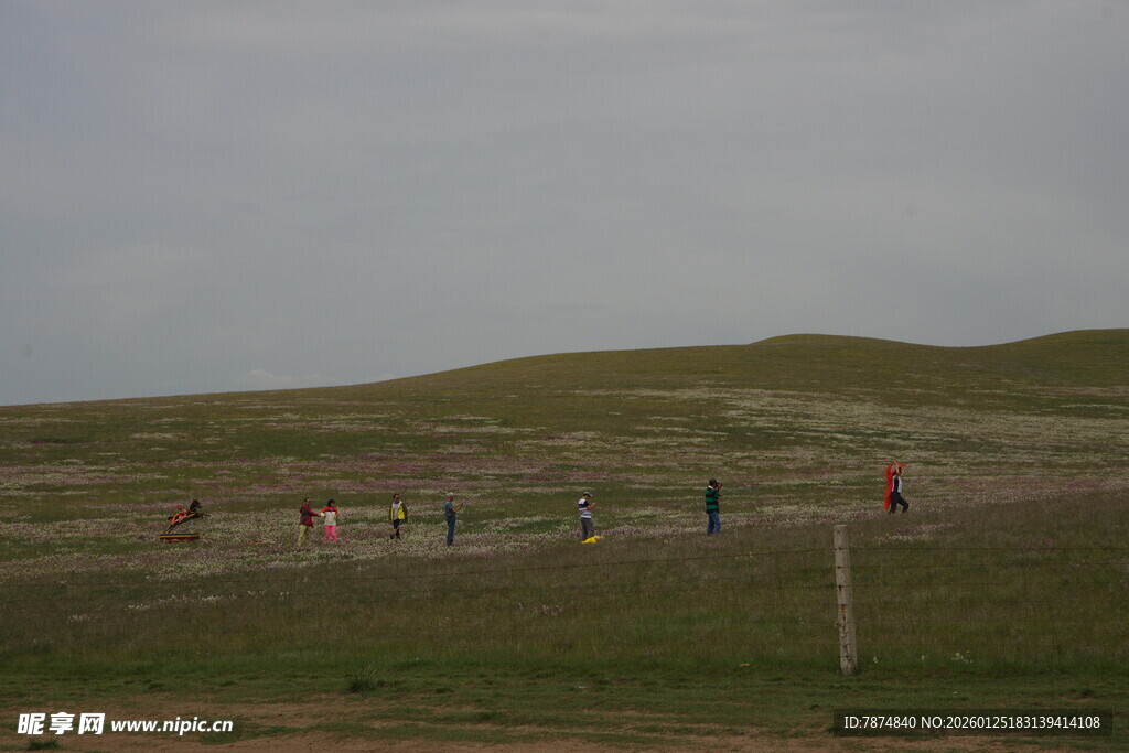 草原上的人群与开阔风景