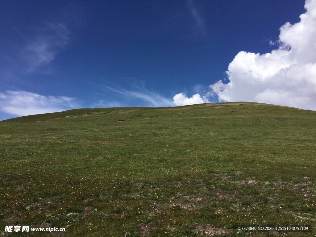 辽阔草原上的蓝天白云