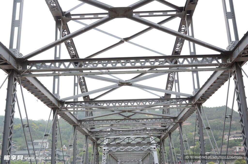 钢铁桥梁结构特写