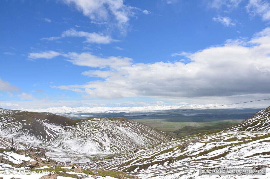 雪山蓝天壮丽自然风光