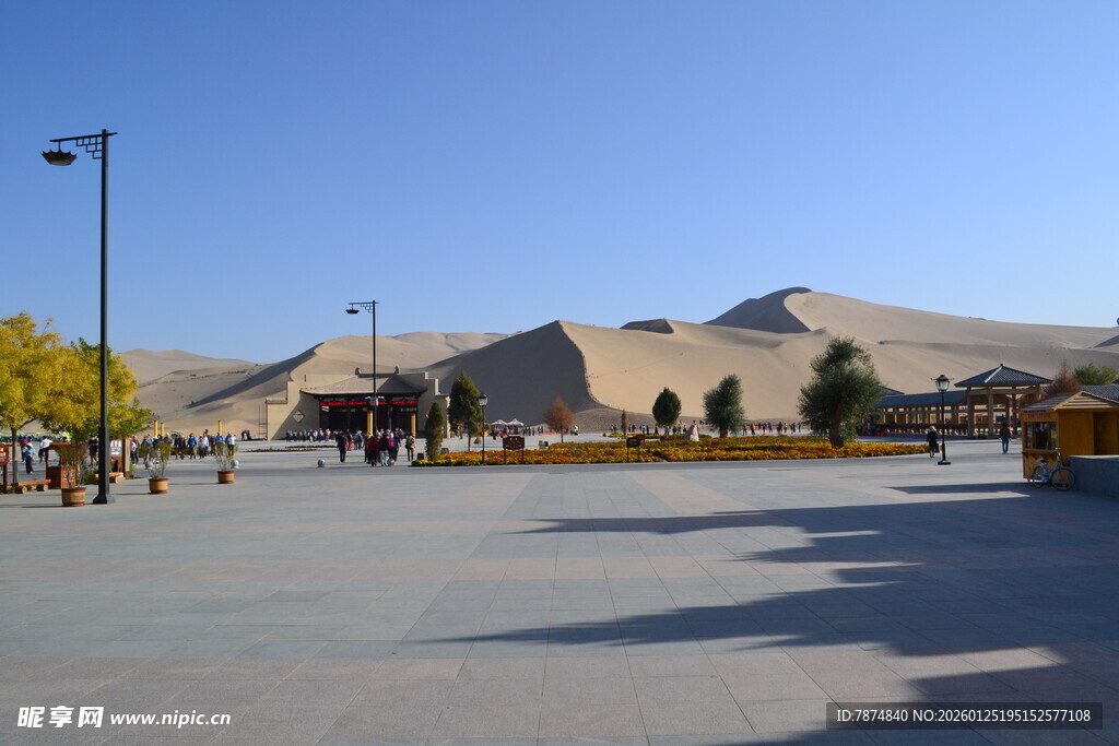 沙漠旁的开阔场地景观