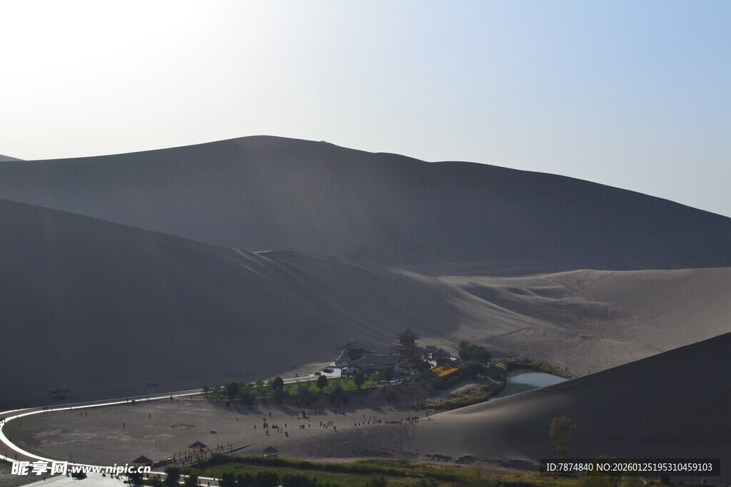 沙漠中的绿洲景观