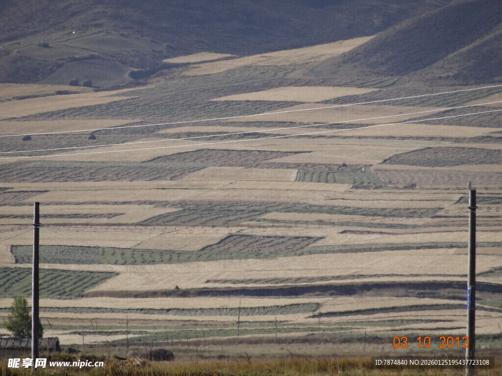 广袤农田与远山景观