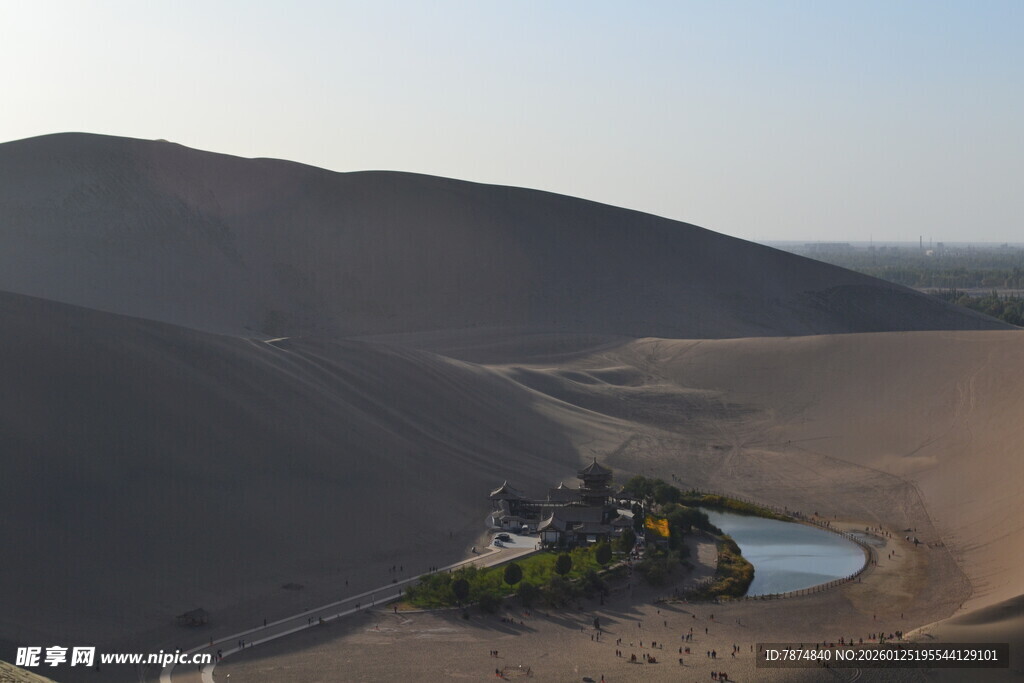 沙漠中的绿洲景观