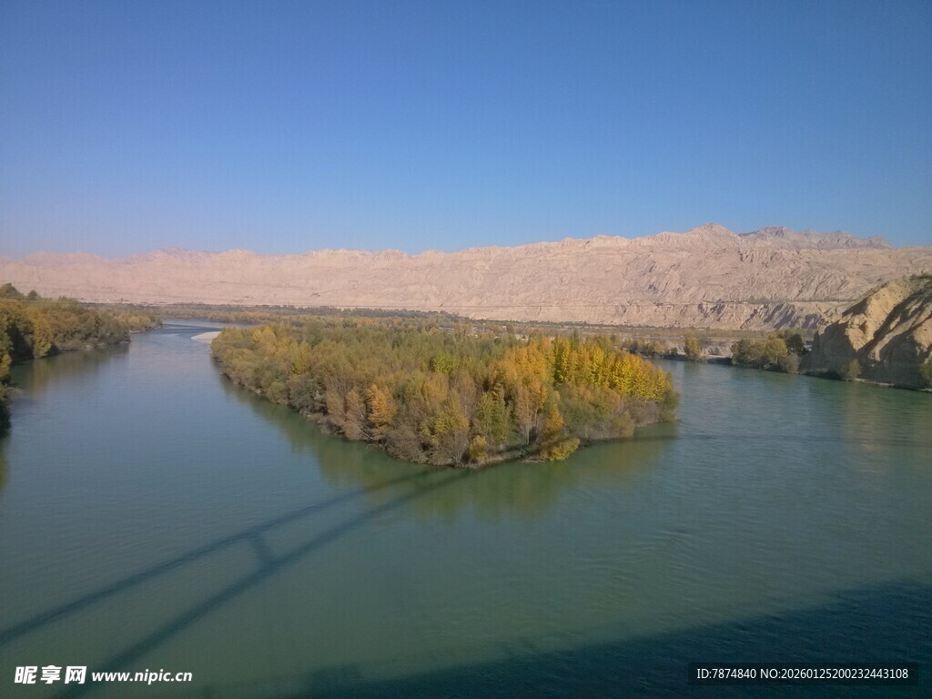 河畔秋景 宁静自然风光