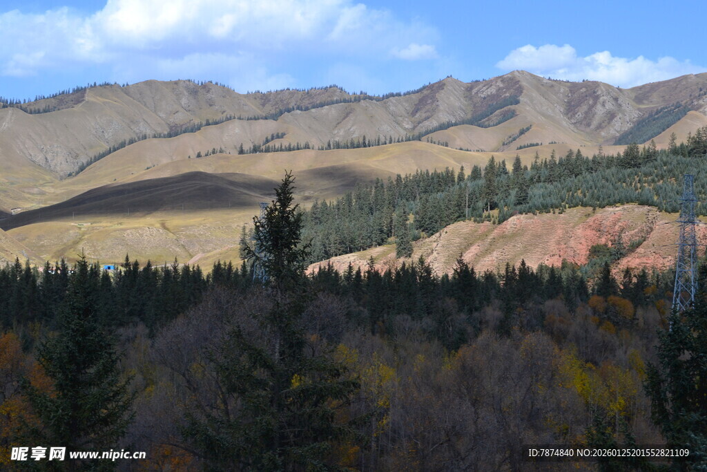 秋日山林与远山风景