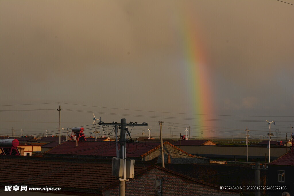 田野上空的绚丽彩虹