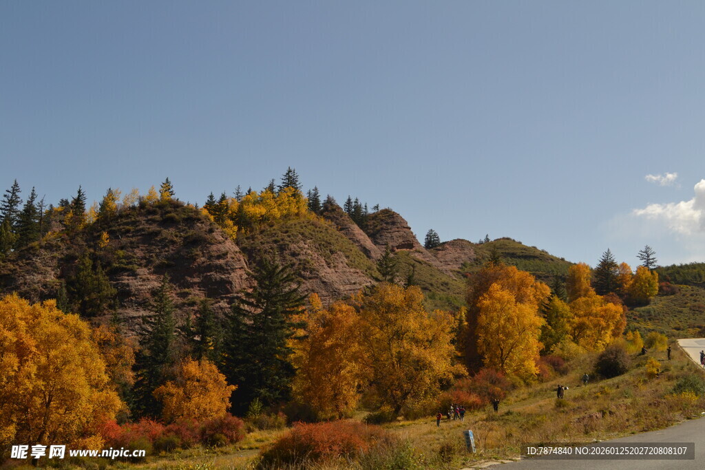 秋日山间公路美景