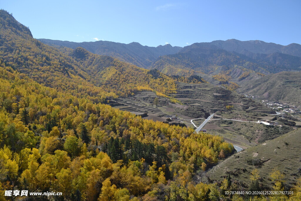 秋日山谷斑斓美景