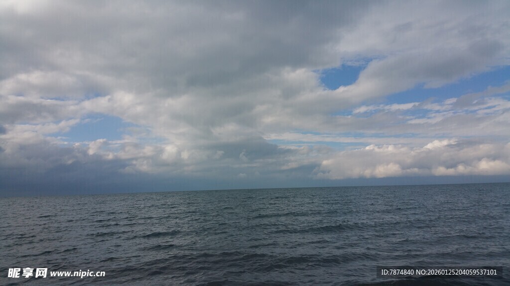 广阔海面与多云天空