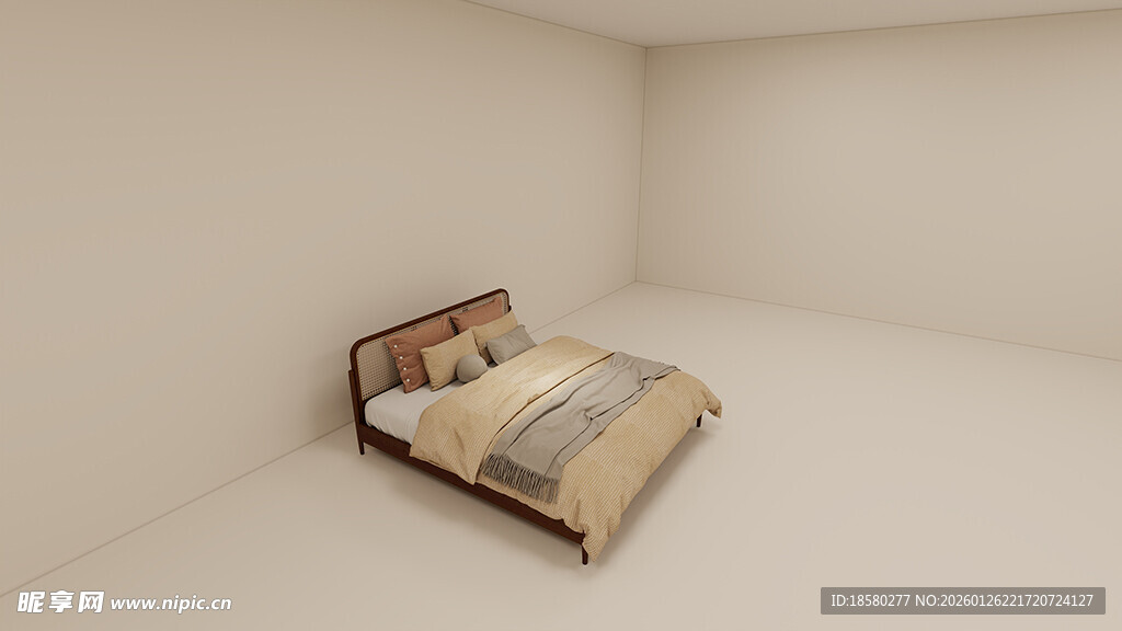 简约卧室单人床展示