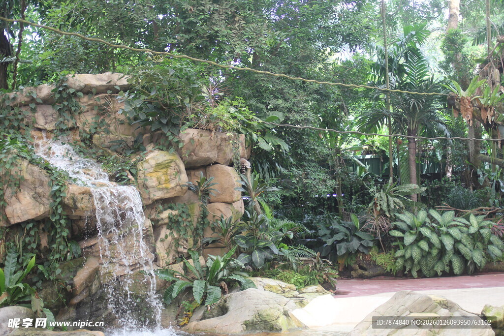 室内假山流水绿植景观