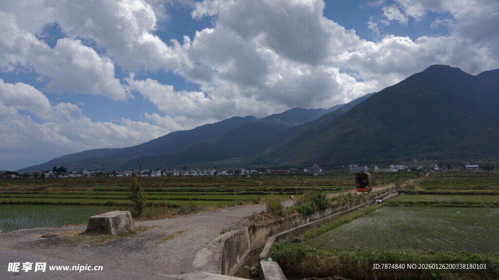 乡村田野间的宁静小路