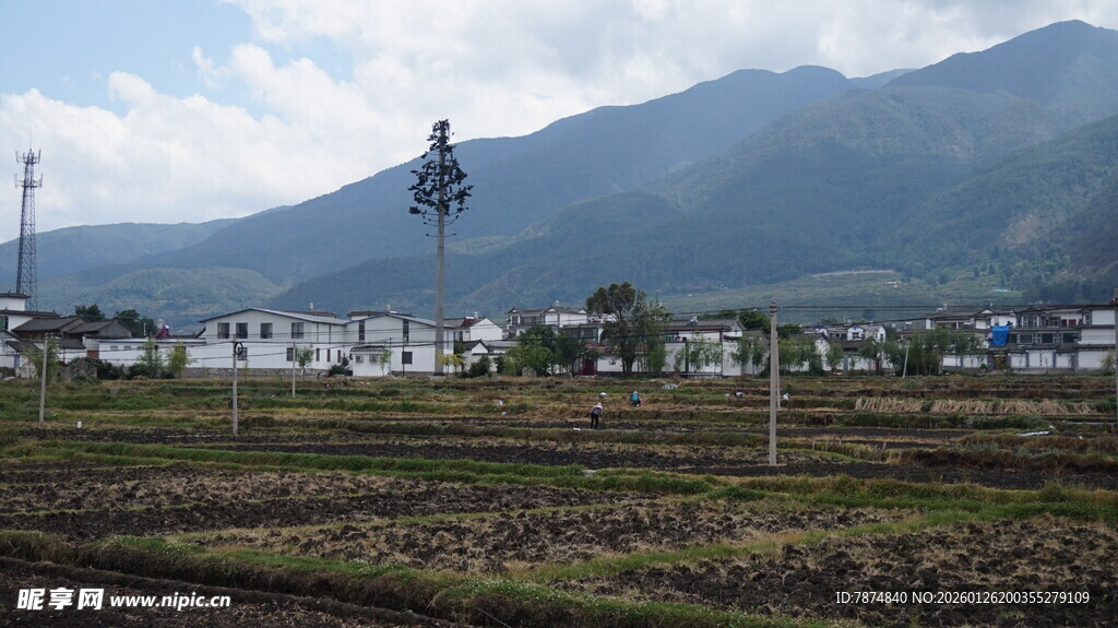 田园远山风光美景