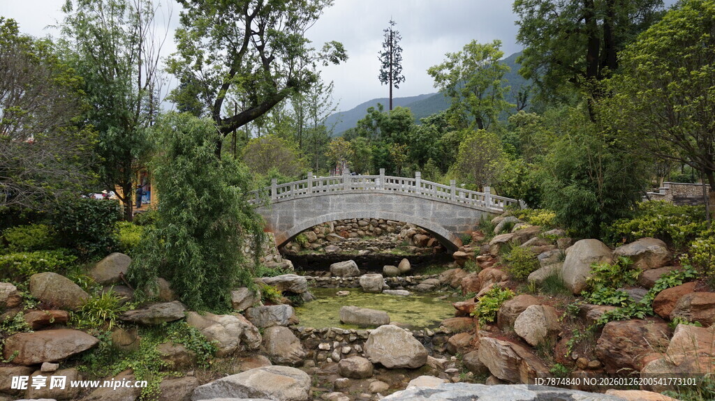 中式园林石桥景观