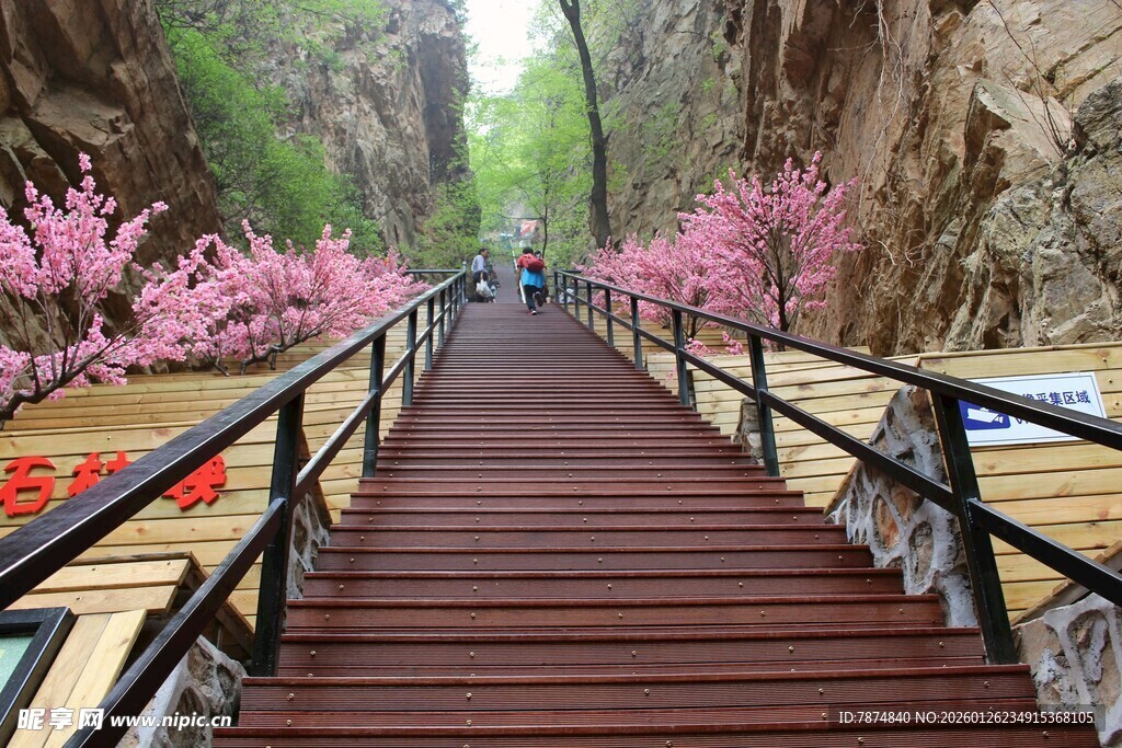 石林峡山间花畔木栈道美景
