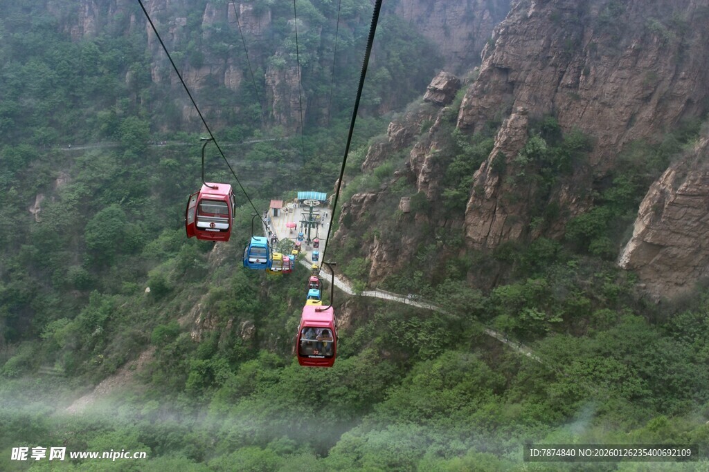 石林峡山间缆车穿梭于翠绿峡谷