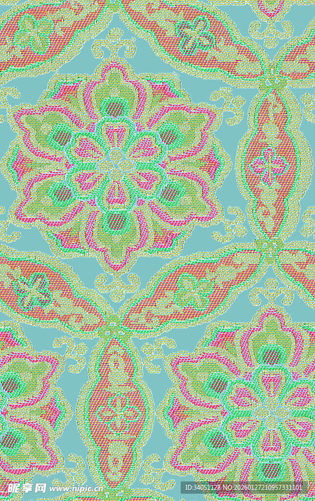 复古风几何花卉图案纹理