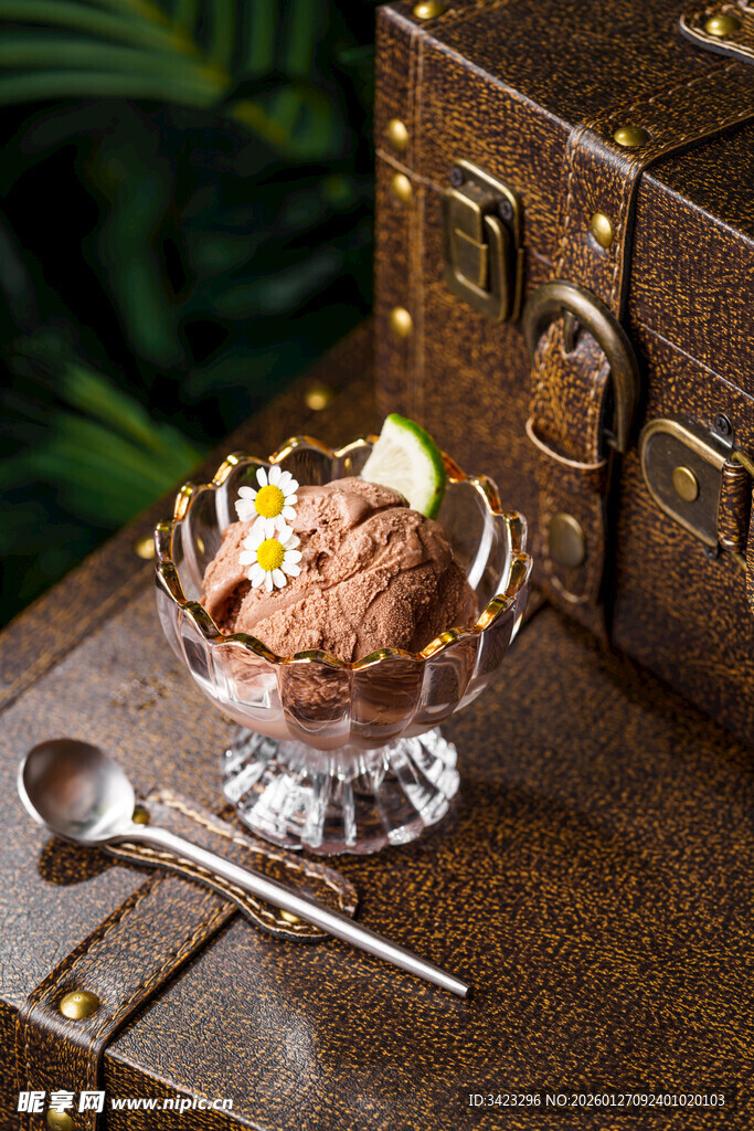 精致巧克力冰淇淋甜点