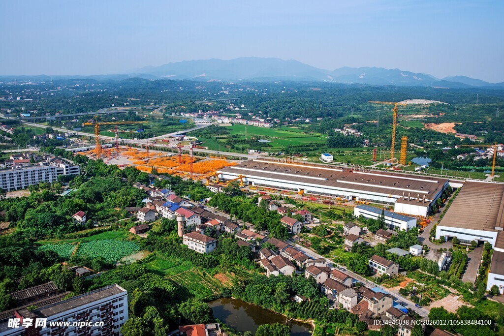 城市建筑施工鸟瞰景象