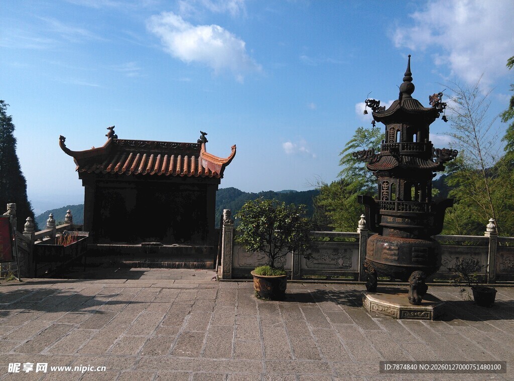 衡山古雅寺庙建筑风景