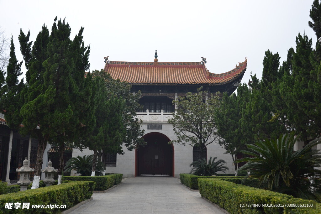 衡山中式古建庙宇景观