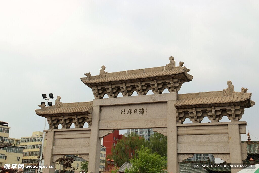 中式牌坊建筑景观