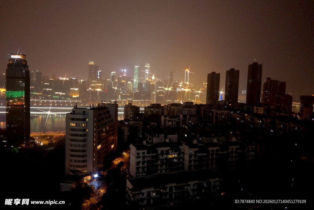 城市璀璨夜景俯瞰图