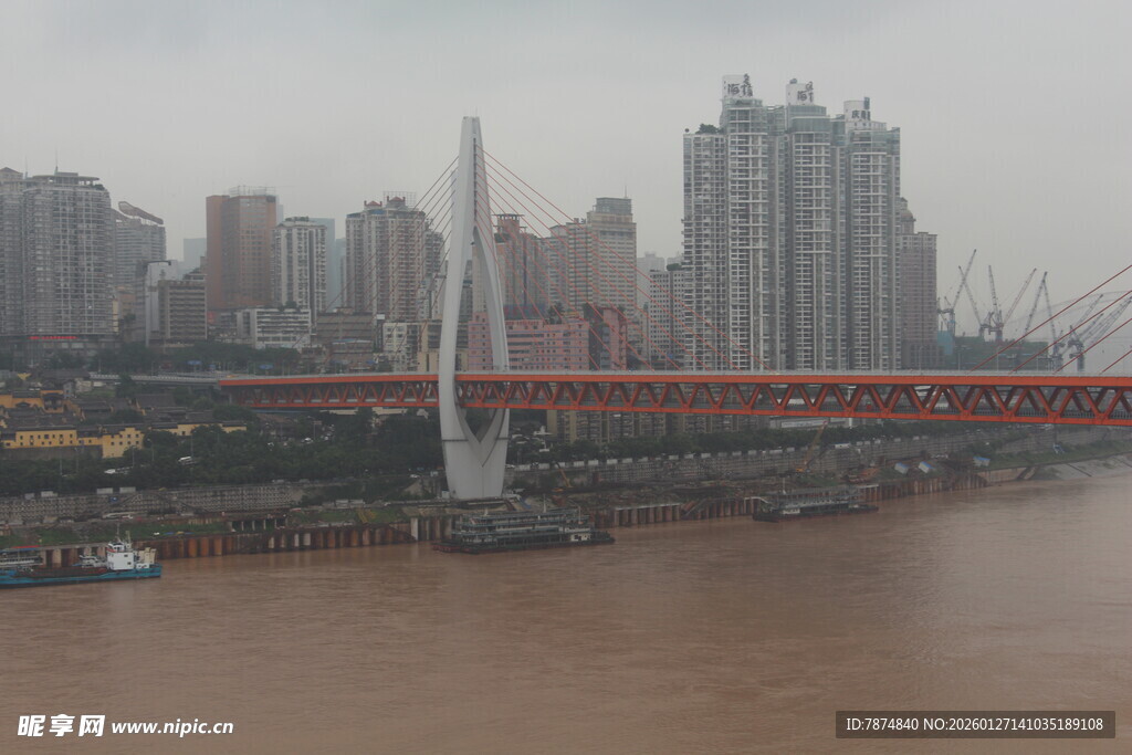 重庆跨江大桥与城市景观