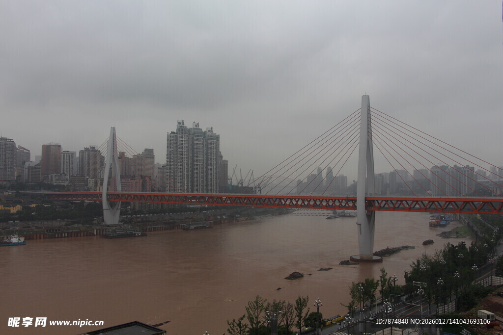 重庆城市江景与跨江大桥