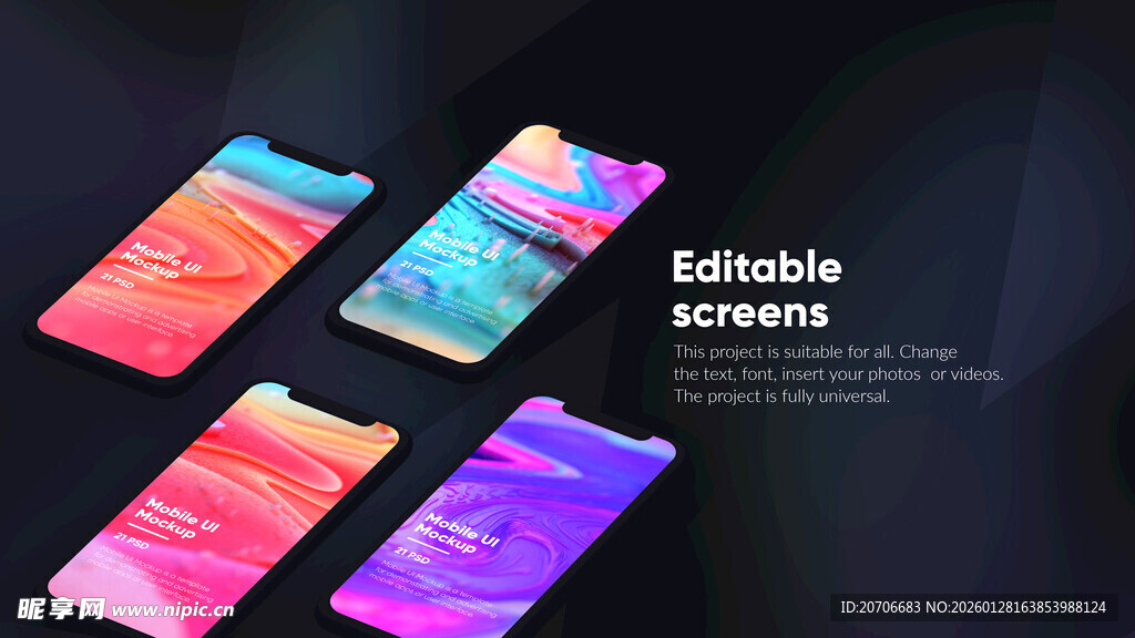 手机 UI 样机 流体渐变背景