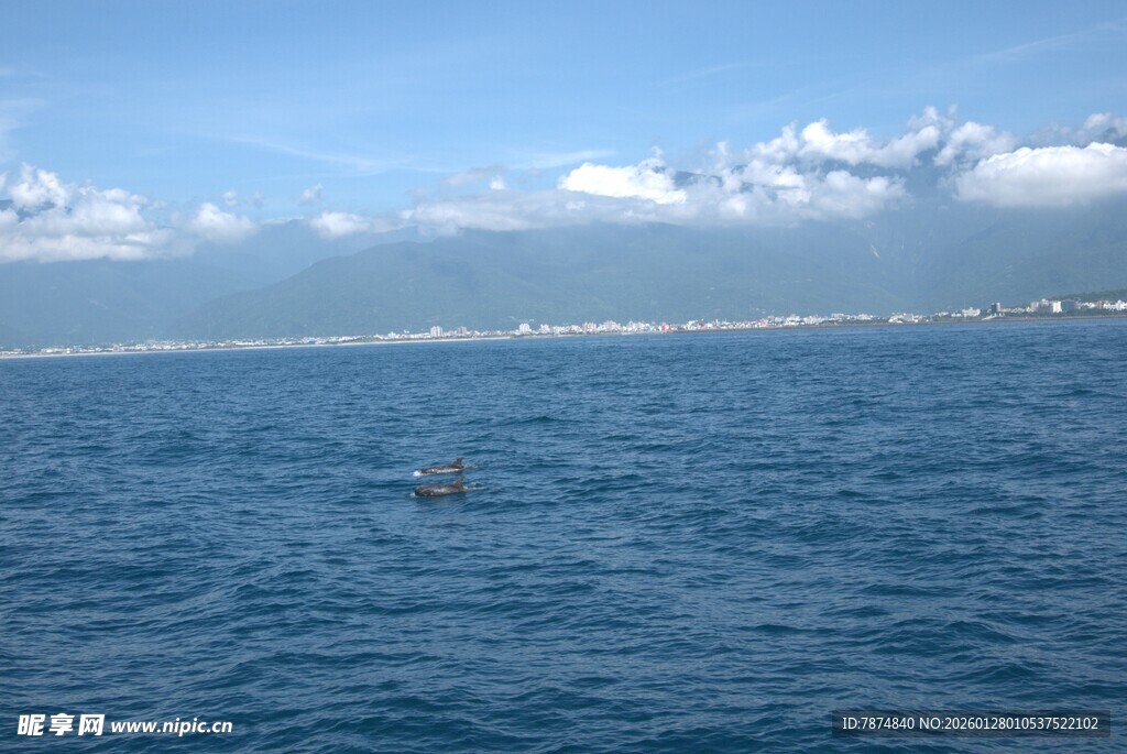 海上远景 海面现模糊身影