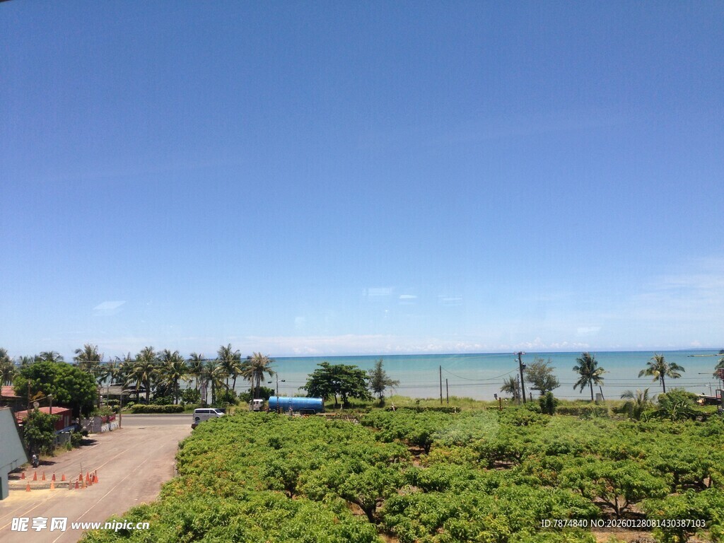 海滨绿植景观 蓝天碧海