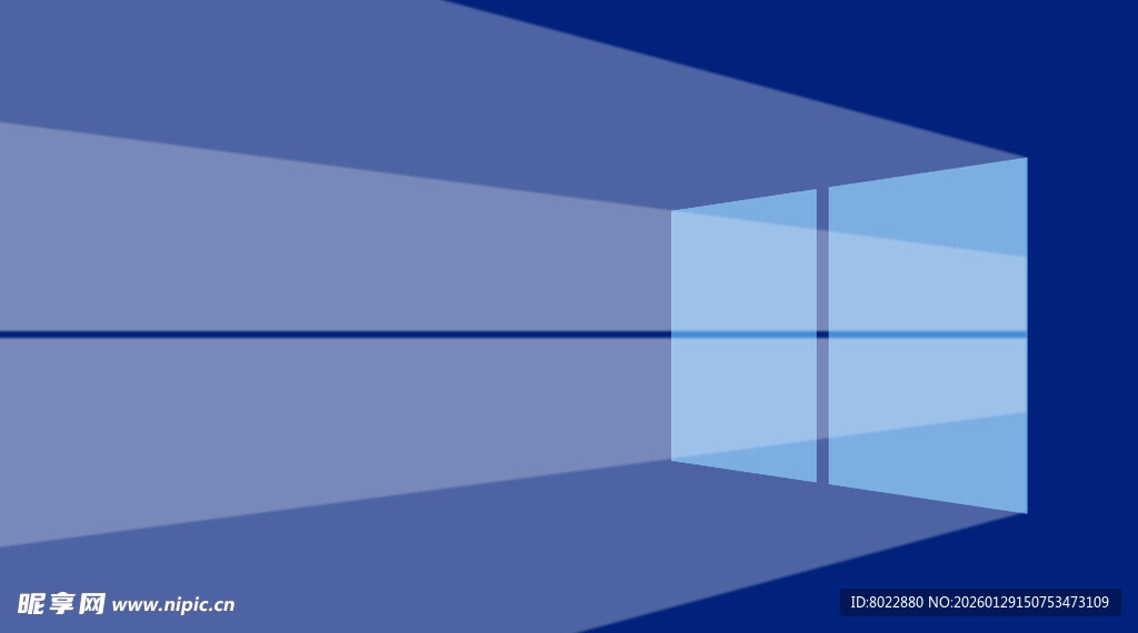 空旷蓝色房间内景