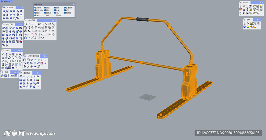 黄色金属停车架模型展示