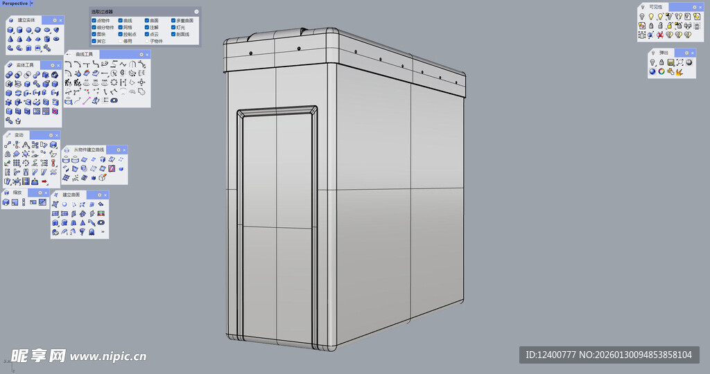 金属质感简约风格电梯模型