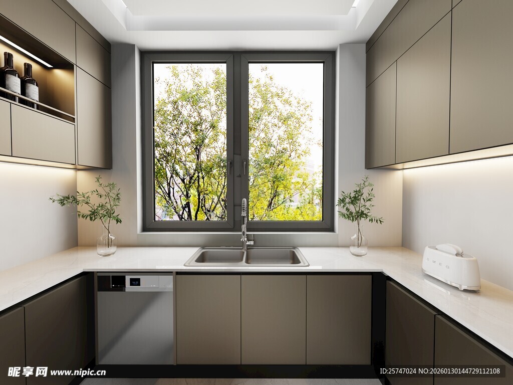 现代简约风厨房室内景象