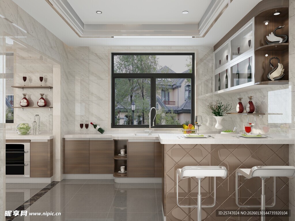 现代简约风开放式厨房空间