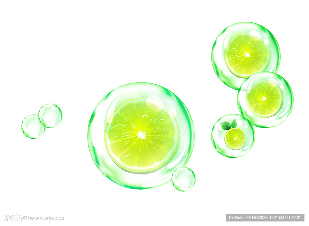 清新绿调透明气泡元素