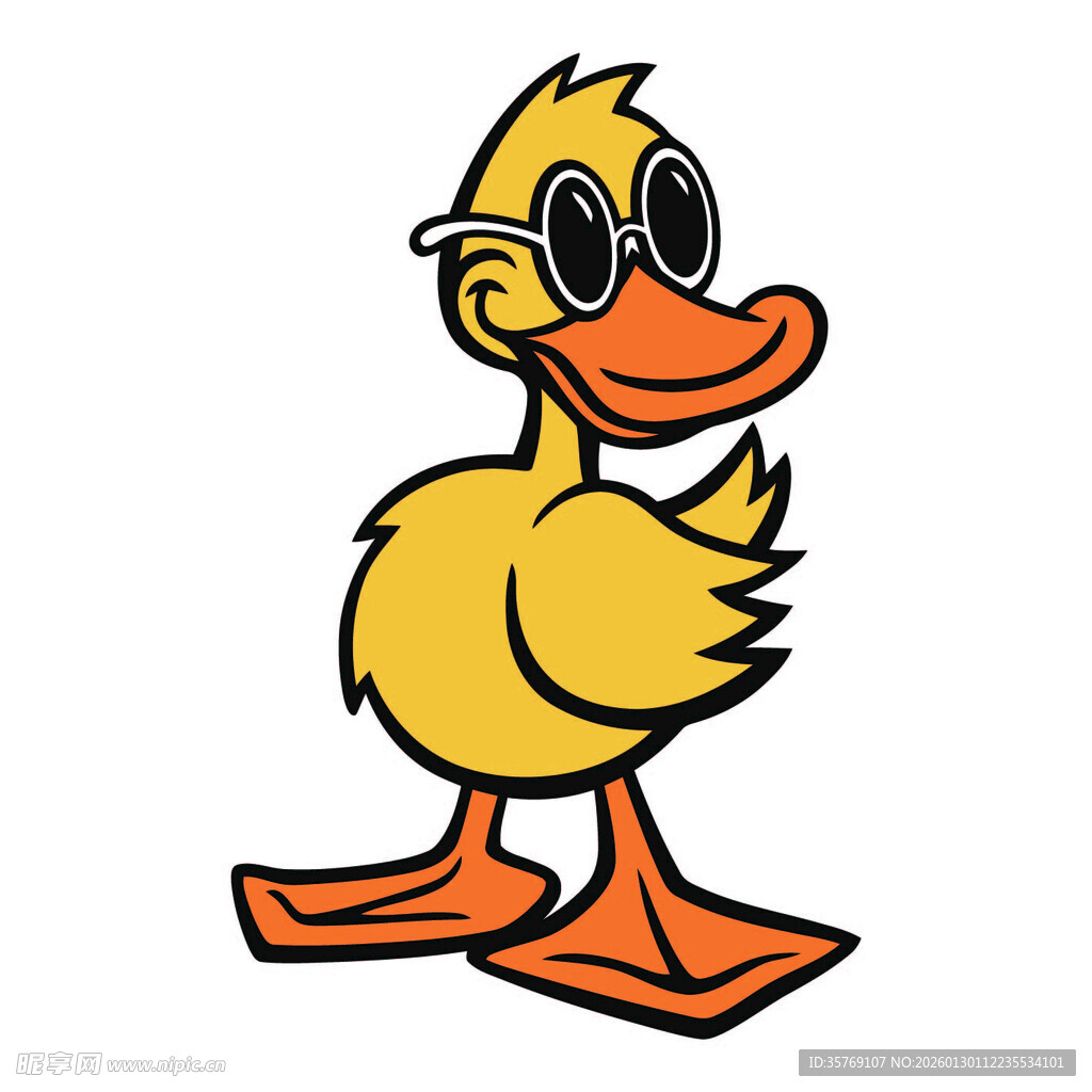 戴墨镜的俏皮小黄鸭