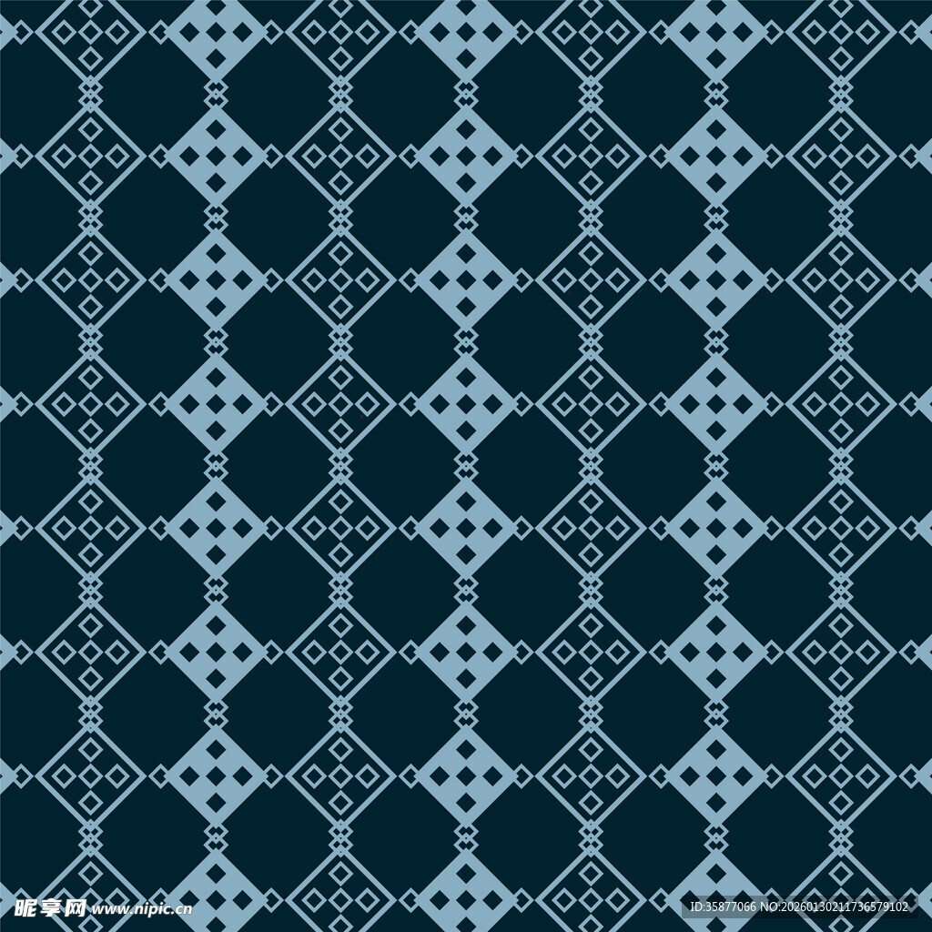 正方形几何花纹无缝图案