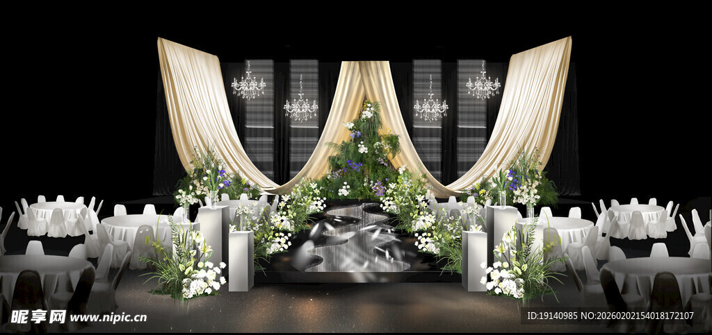 白绿粉色韩式水晶主舞台