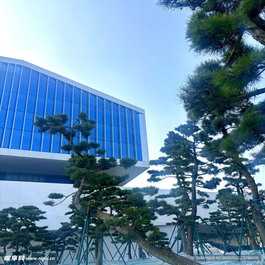 现代建筑与绿植景观融合